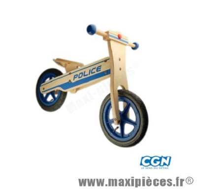 Vélo sans pédale en bois draisienne -style police- bleu des 20 mois a 4 ans - Accessoire Vélo Pas Cher - Draisienne pour enfant