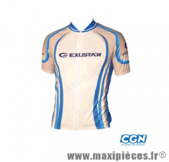 Maillot blanc/bleu mc (taille M) fermeture invisible poche zip marque Exustar