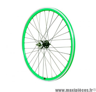 Roue vélo fixie 700 vert arrière axe plein moyeu noir flip/flop 16 dents - Accessoire Vélo Pas Cher