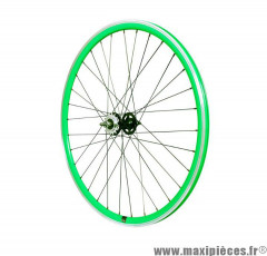 Roue vélo fixie 700 vert arrière axe plein moyeu noir flip/flop 16 dents - Accessoire Vélo Pas Cher