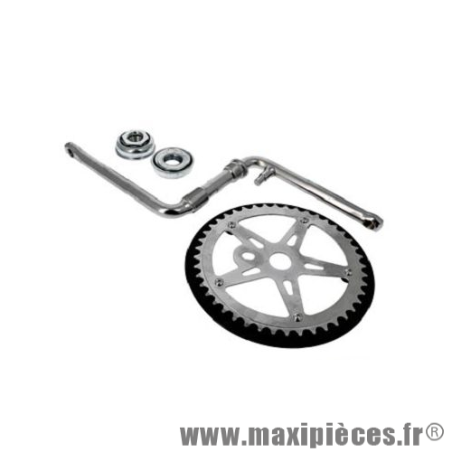 Pédalier BMX monobloc 44 dents argent / manivelle noir (ensemble avec cuvettes) d1/2 - Accessoire Vélo Pas Cher