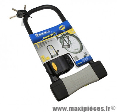 Antivol vélo u 165x320mm diamètre 14mm avec support (livre avec 3 cles) marque Michelin - Pièce Vélo