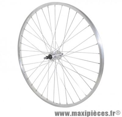 Roue city 650x30a (26x1 3/8) alu arrière moy alu axe plein rl 7/6/5v (vendu sans écrou 10x100) marque Vélox - Pièce Vélo