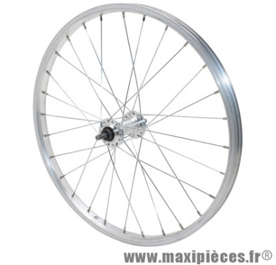 Roue avant VTT/Ville 20 pouces junior jante aluminium argent axe plein