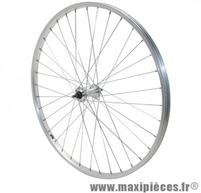 Roue 26 pouces avant alu moyeu aluminium axe plein