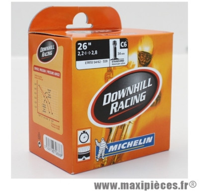 Chambre à air Michelin Downhill Racing 26x2,2 à 2,8 valve Schrader C6 34mm 384g