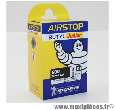Chambre à air Michelin AirStop Junior 600 x 28 à 37A valve Presta D3 29mm 128g