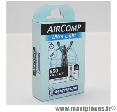 Chambre à air Michelin AirComp Ultra Light 650 x 18 à 23C valve Presta B1 40mm 70g