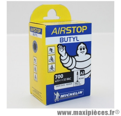 Chambre à air Michelin AirStop 700x25 à 32 B&C valve Presta A2 40mm 125g