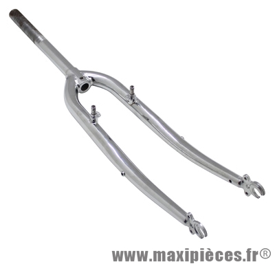 Fourche VTC 700x35 rigide cintrée acier chrome avec tasseaux pivot (255/160mm) filete 1 pouce-22,2 int - Accessoire Vélo Pas Cher