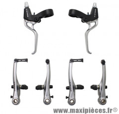 Frein v-brake alu argent (étriers et leviers avant+arrière) (kit) - Accessoire Vélo Pas Cher