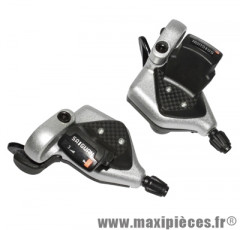 Manette VTT indexe alu rapid push-pull 7v. (paire) - Accessoire Vélo Pas Cher