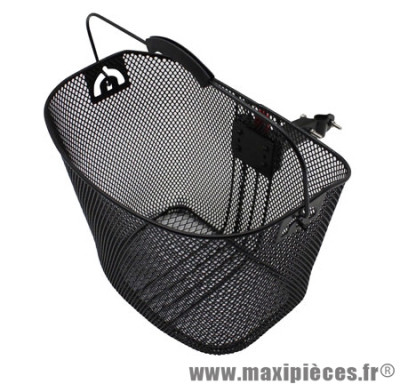 Panier avant acier nid abeille noir avec anse fixation rapide sur potence a plongeur (lg35xl26xh27) - Accessoire Vélo Pas Cher