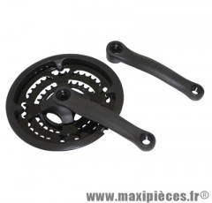 Pédalier VTT triple plateaux 28/38/48 axe carré 7/8 vit. avec pare-chaine acier noir