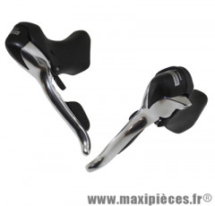Levier/manette route 9v. double alu argent (paire) compatible shimano marque Microshift - Pièce Vélo