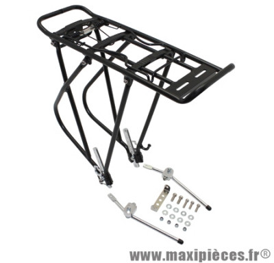 Porte bagage arrière a tringles alu noir réglable 28/26/24 pouces pour cyclotouriste -Pièce Vélo Top Qualité