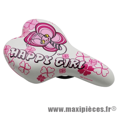 Selle de vélo pour enfant marque GES Happy Girl blanc et rose 342grs *Déstockage !
