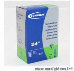 Chambre a air 24 pouces Schwalbe pour fauteuil roulant (24x1.75) valve Schrader AV9