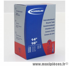 Chambre à air de vélo et de dimensions 350x35a - 14 pouces valve presta tout alu (37-288 à 40-305) marque Schwalbe - Pièce Vélo