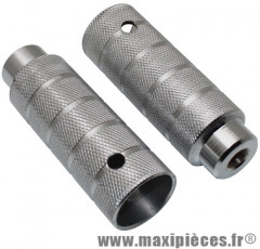 Repose pied BMX alu diamètre 38mm argent l110mm pour axe de 14mm (paire) - Accessoire Vélo Pas Cher