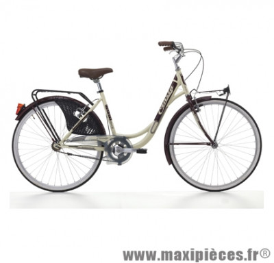 Vélo city bike 26 liberty acier femme monovitesse crème/rouge fonce (taille 44) marque Cinzia - Vélo - Vélo de Ville complet