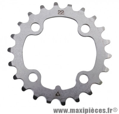 Plateau 22 dents VTT triple d.64 intérieur argent acier 4 branches marque Stronglight - Pièce Vélo