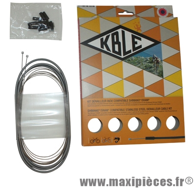 Kit de gaine dérailleur Kble compatible Shimano/Sram (gaine grise/cable inox)