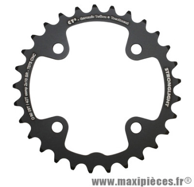 Plateau 29 dents VTT double d.80 2x10 int noir ct2 4 branches 10v. non filete marque Stronglight -Pièce Vélo