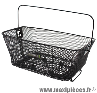 Panier arrière acier maille como noir avec anse fixation étau sur porte bagage (41x31x18cm) marque Basil - Matériel pour Cycle