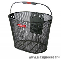 Panier avant acier maille oval plus noir avec anse fixation sur cintre 18l marque Klickfix - Accessoire Vélo