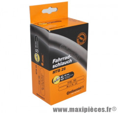 Chambre à air de vélo et de dimensions 26x1.75-2.50 valve schrader (carton de 50 pièces) marque Continental - Pièce Vélo