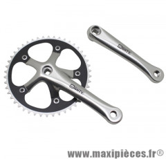 Pédalier route fixie 3.30 alu argent/noir 165mm plateau 46d. (fixie / singlespeed) - Accessoire Vélo Pas Cher