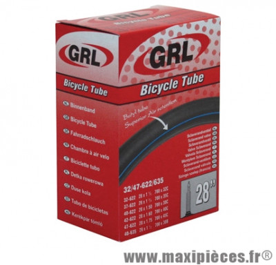 Chambre à air de vélo et de dimensions 700x32-45 valve presta marque GRL - Pièce Vélo