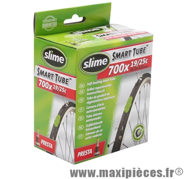 Chambre à air de vélo et de dimensions 700x19-25 valve presta avec liquide anti-crevaison marque Slime - Pièce Vélo