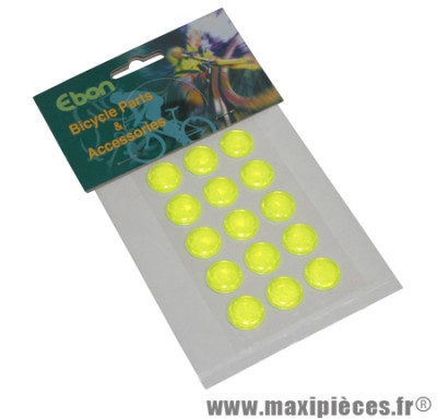 Autocollant réfléchissant jaune fluo rond diamètre 16mm (kit 15 pièces) - Accessoire Vélo Pas Cher