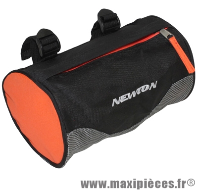 Sacoche de cintre orange fluo/noir cylindrique fixation a courroies (lg19xd13 - 7 litres) marque Newton - Pièce Vélo