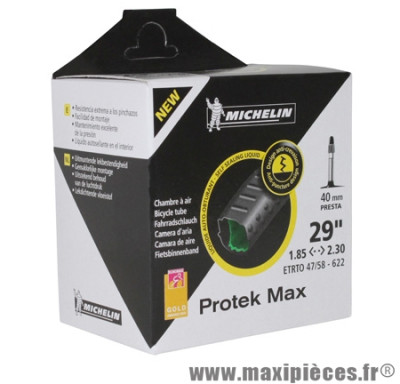Chambre à air de vélo et de dimensions 29x1.85 protek max valve presta longueur 40mm marque Michelin - Pièce Vélo