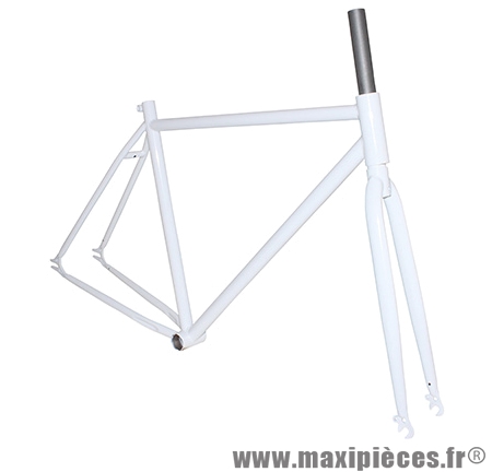 Cadre fixie single speed piste avec fourche et jeu direction blanc t50 Accessoire V lo Pas Cher