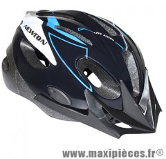 Casque vélo junior noir/bleu avec visière et lock (taille 53-55) marque Newton - Pièce Vélo