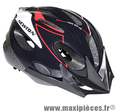 Casque vélo junior noir/rouge avec visière et lock (taille 53-55) marque Newton - Pièce Vélo