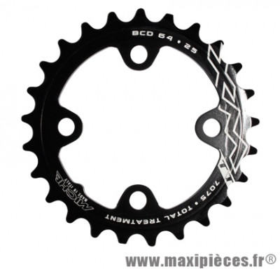 Plateau 25 dents VTT triple/double d.64 intérieur noir 4 branches marque Miche - Pièce Vélo