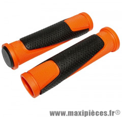 Poignée VTT bi-matière orange/noir l130mm (paire) marque Newton - Pièce Vélo