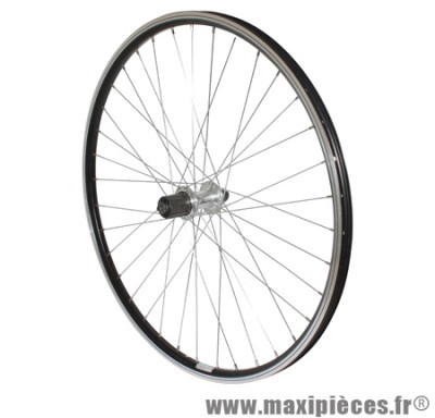 Roue VTT 26 pouces arrière noir double paroi moy alu blocage cassette 9/8 vitesses - Accessoire Vélo Pas Cher