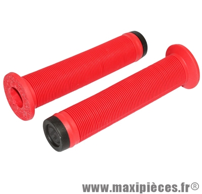 Poignée BMX rouge avec collerette super confort l140mm (paire) - Accessoire Vélo Pas Cher