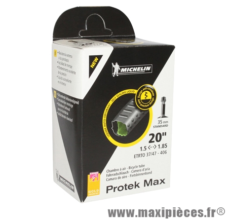 Chambre à air de vélo et de dimensions 20x1.50-2.125/450a protek max valve  standard marque Michelin - Pièce Vélo - Maxi pièces vélo