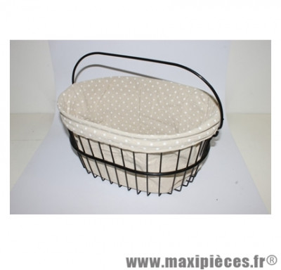 Housse de panier coton gris a pois blanc pour panier dimension l40xl30xp25 - Accessoire Vélo Pas Cher
