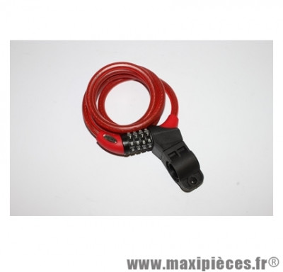 Antivol vélo spiral a combinaison diam 10mm l 1,80m rouge avec support marque Squire - Accessoire Vélo