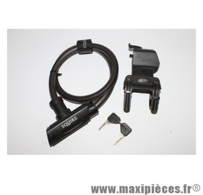 Antivol vélo cable a clé mako diamètre 14mm l900mm avec support marque Squire - Accessoire Vélo