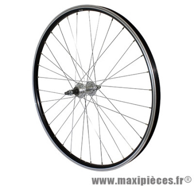 Roue VTT 26 pouces arrière alu noir double paroi moy alu roue libre 7/6v. axe plein - Accessoire Vélo Pas Cher