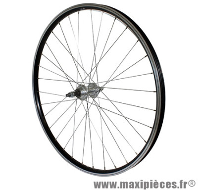 Roue VTC 700x35 arrière alu noir double paroi moy alu axe plein rl 7/6v. - Accessoire Vélo Pas Cher